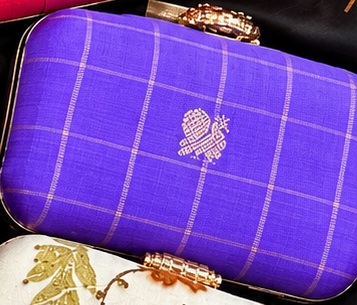 Lavender Checks with Annam Motif clutch