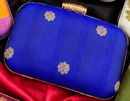 Royal Blue Gold Motifs clutch
