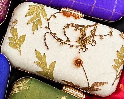 Ivory Ecoprint on Kanchi clutch