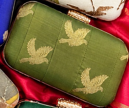 Olive Green Flying Birds clutch