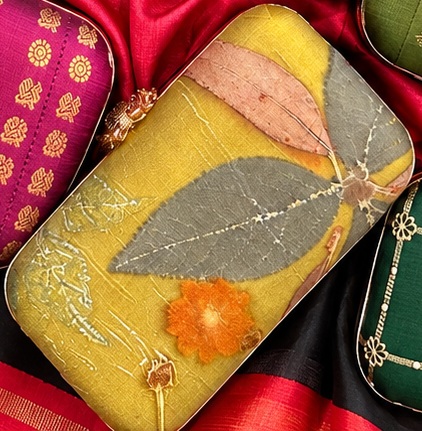 Mustard Ecoprint clutch